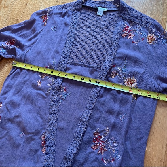 Sundance Anastasia Floral Embroidered Kimono in Dusty Purple Boho Size Small - Picture 9 of 16